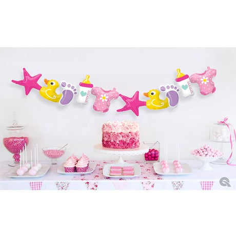Cute Ducky Baby Bottle Balloon Garland for a  great baby shower party.