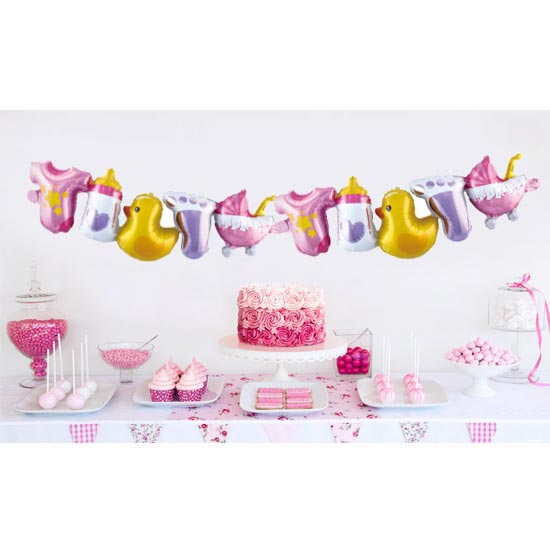 Sweet Balloon Garland for the Baby Girl's party