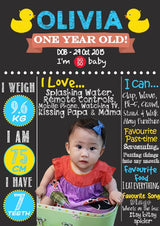 Rubber Ducky Milestone Chalkboard.