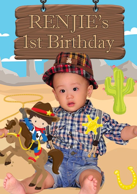 Load image into Gallery viewer, Renjie had a great birthday in a Cowboy theme. Just check out the welcome display board.

