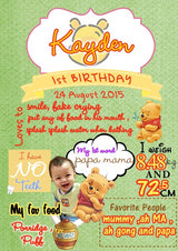 Jayden's Milestone Board featuring his favourite character, Winnie the Pooh.