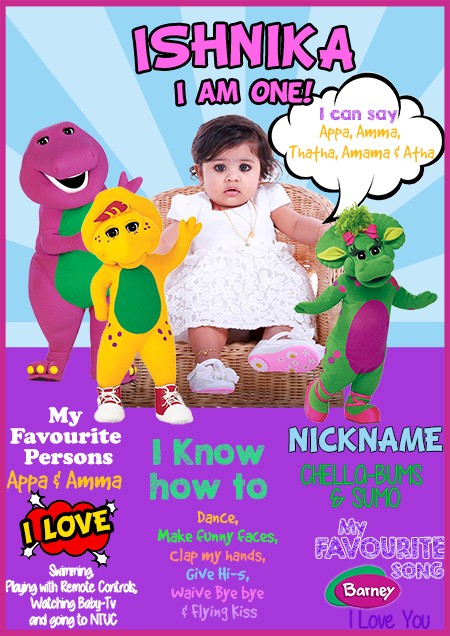 Barney the Dinosaur Milestone Board