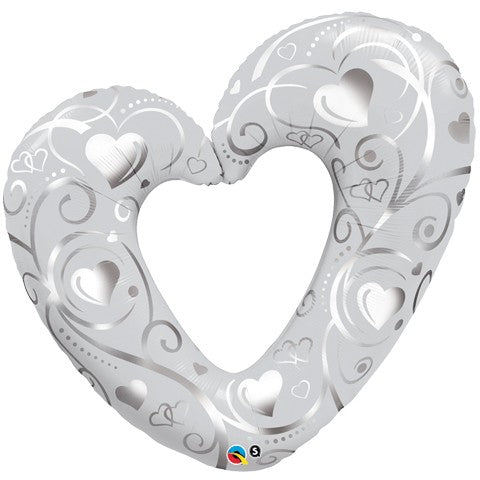 42" Hearts & Filigree Pearl White Balloon