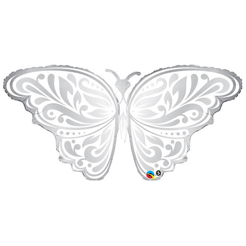44" Silver Butterfly Wedding Balloon