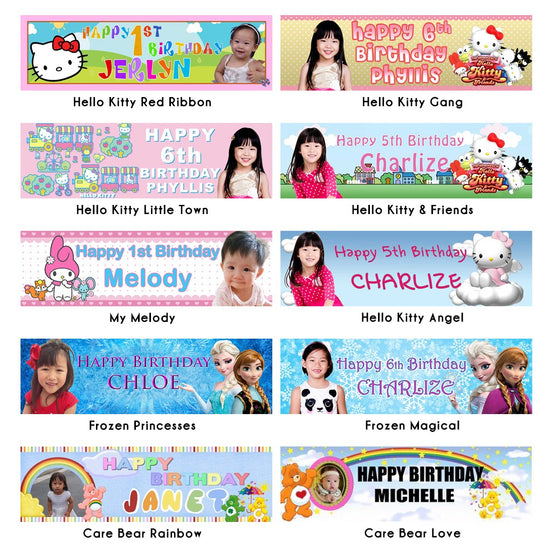 Hello Kitty and Frozen and My Melody themes available here for customisation. Add a photo to make it yours!
