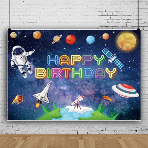 Load image into Gallery viewer, Galaxy Colourful Banner for a great outer space themed birthday party.
