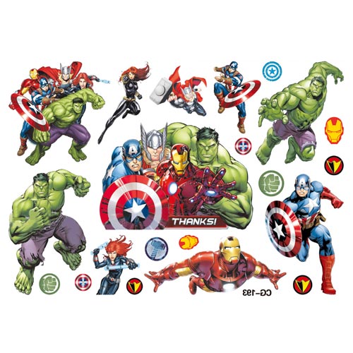 Load image into Gallery viewer, Avengers Party Tattoos featuring your favourite superheroes, Iron Man, Thor, Hulk and Captain America
