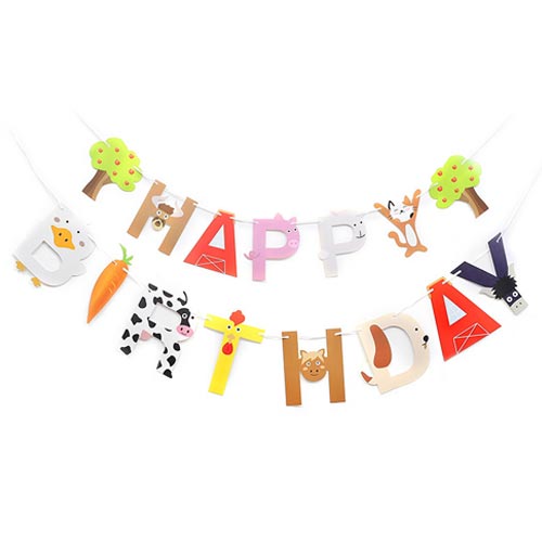 Barnyard Animals Happy Birthday Banner