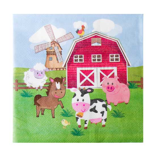 Barnyard Farm Animals Paper Napkins for a farm theme party