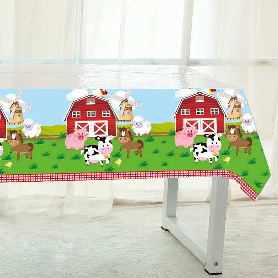 Barnyard Farm themed table cover for your birthday party decoration.