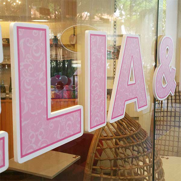 Display the birthday star's name at the backdrop for a lovely group photoshoot.