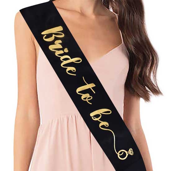 Black Bride to Be Sash (Gold Wordings)