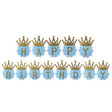 Blue Glitter Crown Happy Birthday Banner