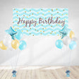 Blur Birthday Banner and balloon set with confetti design.