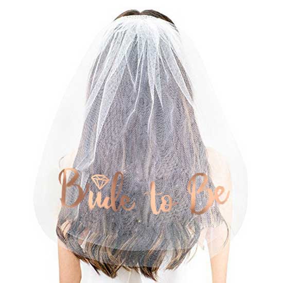 Bride to be veil with rose gold hot stamping words.