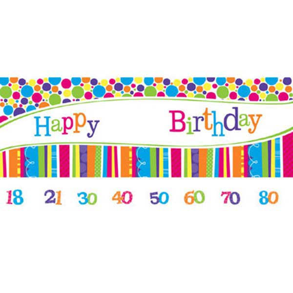 Celebrate birthdays with this bold and bright Giant Banners! Coordinating cutouts add extra flair to the party's atmosphere. Comes with stickers to define your age.