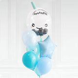 Blue Customised Bubble Tea Balloon Star Latex Bouquet