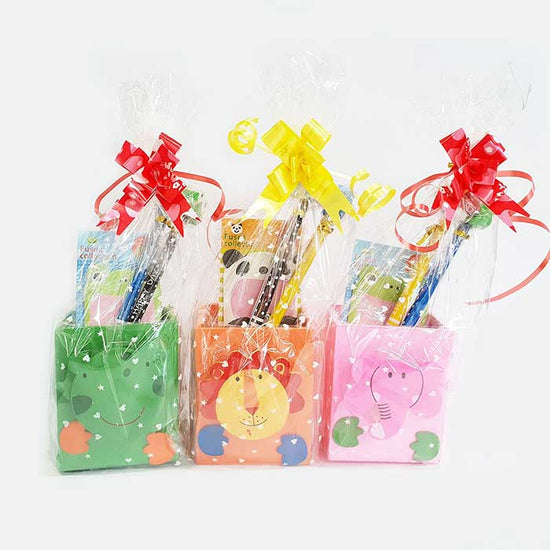 Cheerful Animal Stationery Set A perfect favor gift pack to mark the fun and interesting Birthday Party. Comes assorted in mixed designs. 