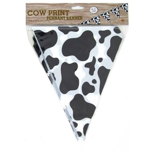 Cow Print Pennant Banner to decorate the farm or barnyard themed party.