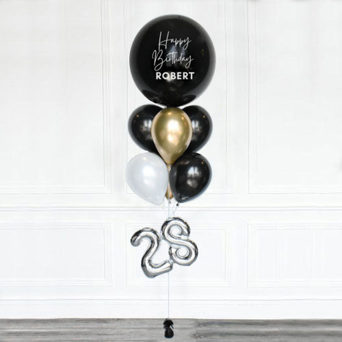 Customised 36" Balloon with 16" Number Chrome Latex Balloon Bouquet