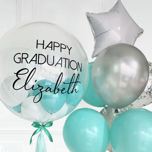 Load image into Gallery viewer, Customised Bubble Balloon with 1 Star Confetti Chrome Latex Bouquet
