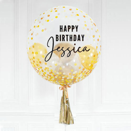 Customised Gold Confetti Bubble Balloon