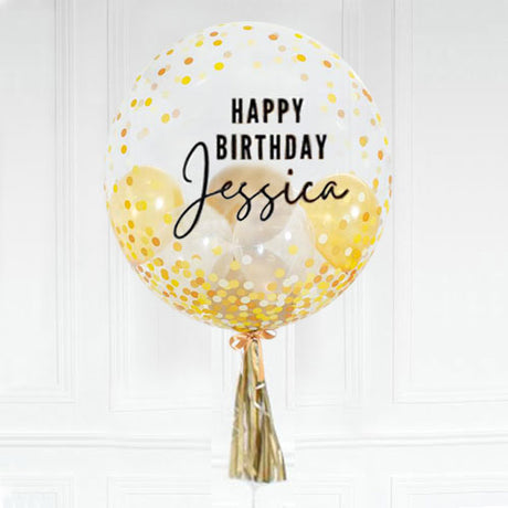 Customised Gold Confetti Bubble Balloon