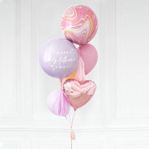 Customised Orbz Balloon Marble Orbz Heart Coloured Latex Bouquet