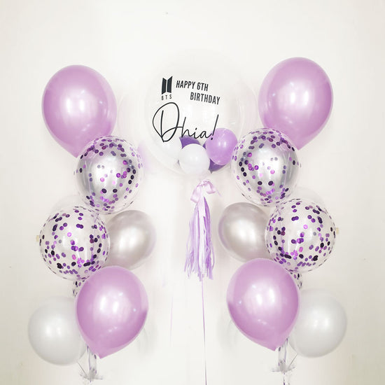 Customised Bubble Balloon with 2 Confetti Coloured Latex Bouquets