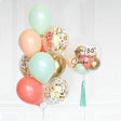 Customised Bubble Balloon with Mint, Coral, Gold Confetti Chrome Latex Bouquet