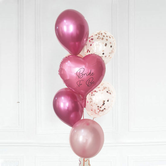 Lovely rose pink combination for the balloon bouquet. Personalise the message on the heart balloon for wedding, proposal, retirement, congratulatory, birthday or baby full month.