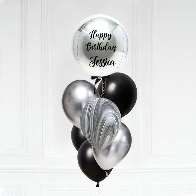 Customised Orbz Balloon Marble Chrome Latex Bouquet Balloon Singapore