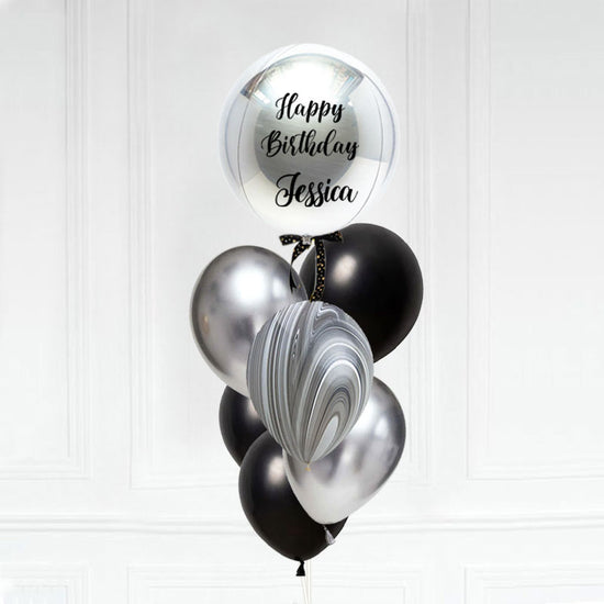 Load image into Gallery viewer, Customised Orbz Balloon Marble Chrome Coloured Latex Bouquet
