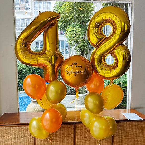 48th birthday party with Customised Orbz & Jumbo Number Chrome Marbled Latex Balloon Bouquet.
