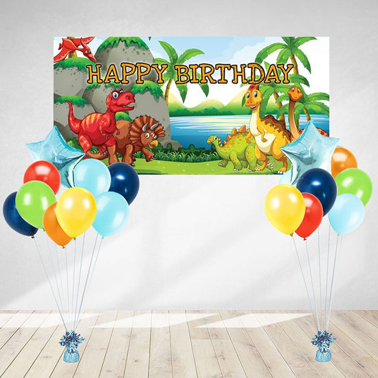 Dinosaur Balloon & Banner for roaring birthday celebration.