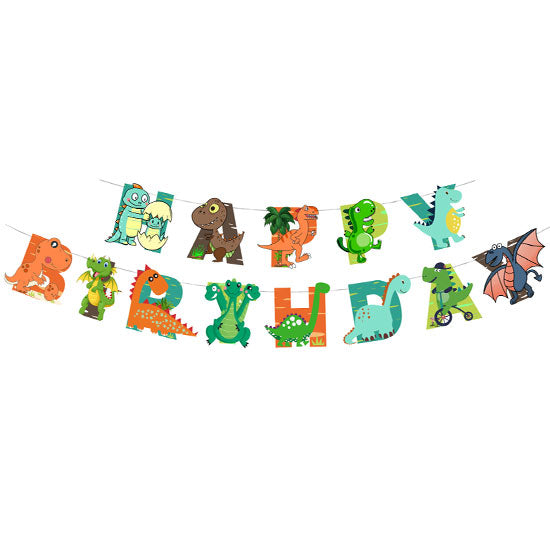 Cute Dinosaurs Happy Birthday Banner