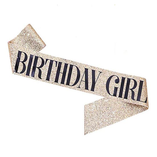Gold glittery sash for the birthday gril.