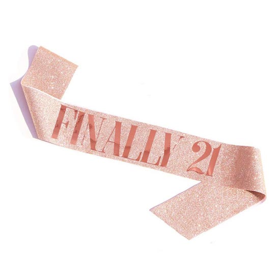 Rose Gold glittery sash for the 21st birthday girl.