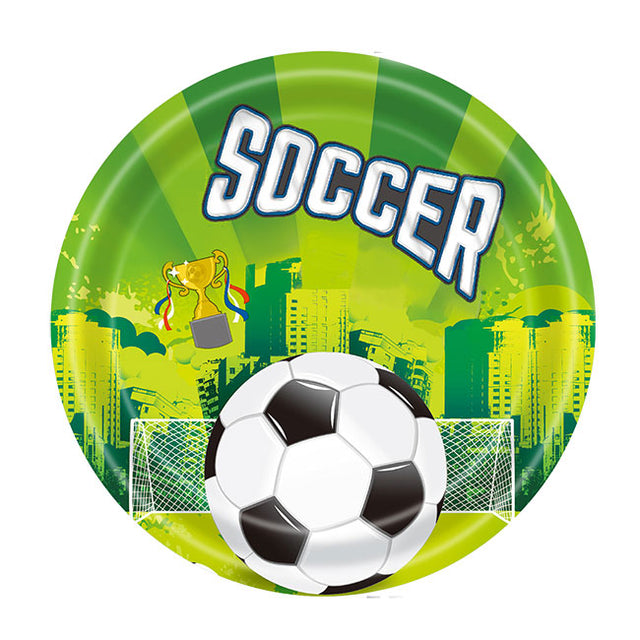 Soccer Goal themed party plates.