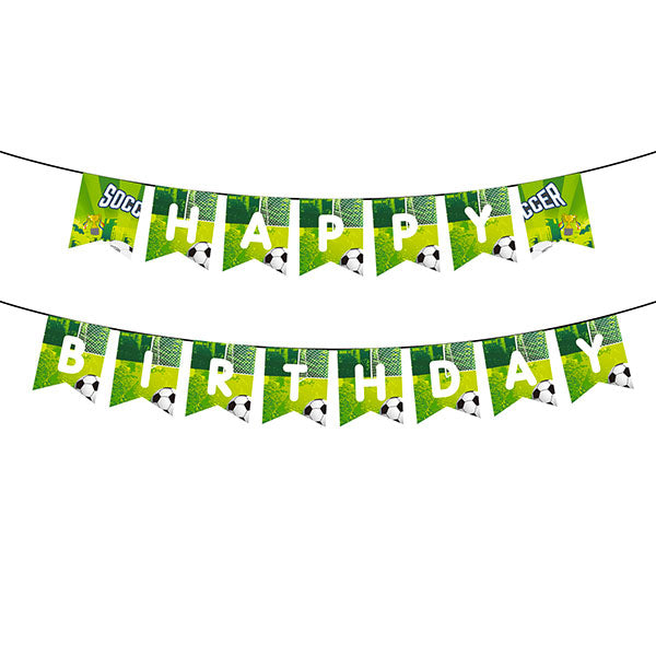 Soccer themed Fishtail Happy Birthday Banner.