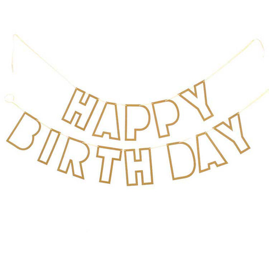 Load image into Gallery viewer, Gold Birthday banner for a fun and lovely decoration setup.
