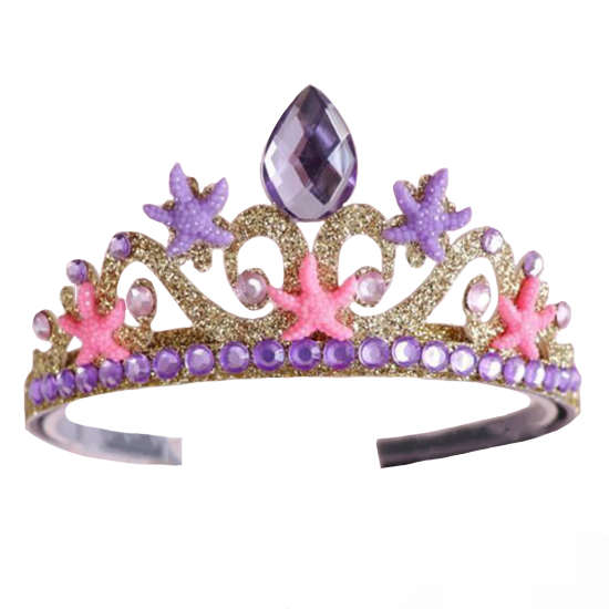 Load image into Gallery viewer, Gold Lilac Jewelled Tiara with star fish
