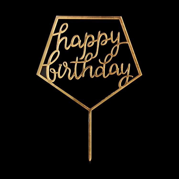 Gold Pentagon Acrylic Birthday Cake Topper