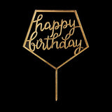 Gold Pentagon Acrylic Birthday Cake Topper