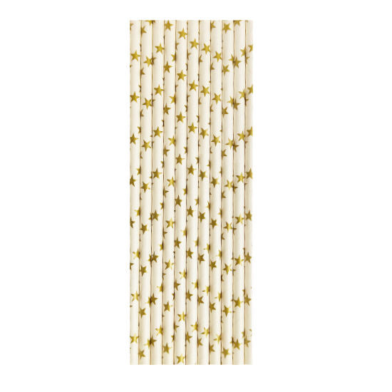 Load image into Gallery viewer, Gold Stars Paper Straws (25pc)

