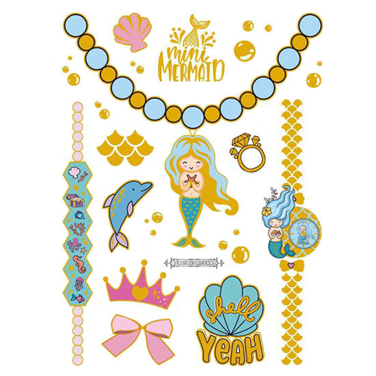 Sparkling golden mermaid - Party tattoos for the kids to enjoy!