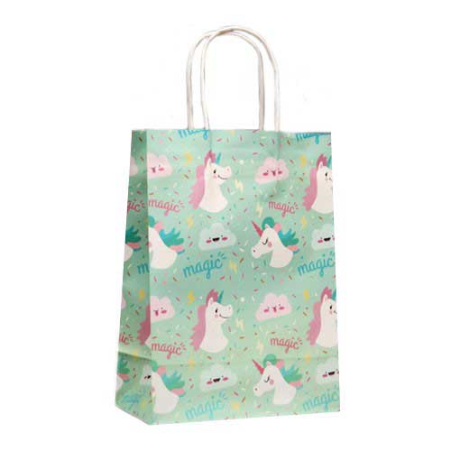 Load image into Gallery viewer, Green Unicorn Large Paper Bags
