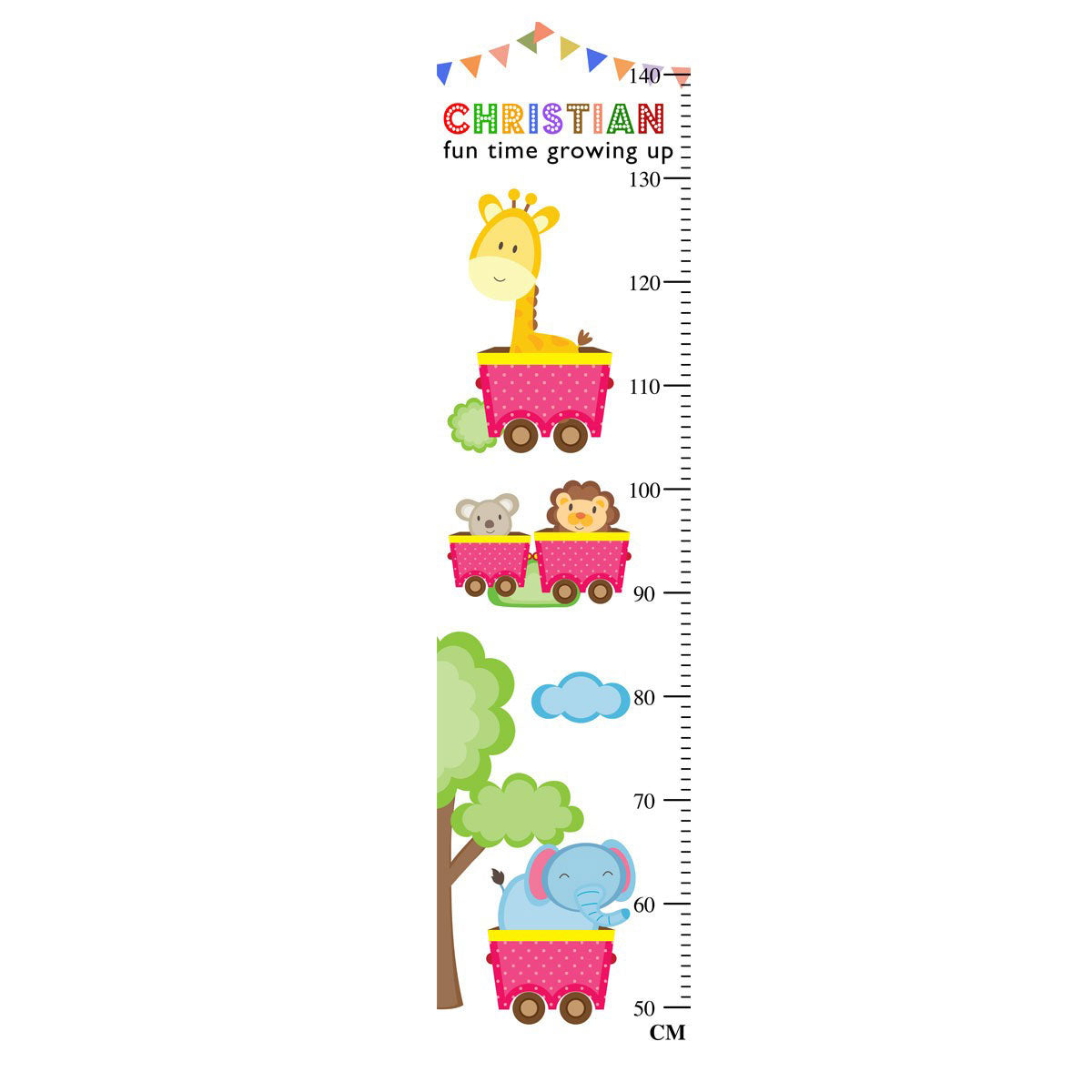 Happy Animals in Carts Growth Chart - one of the most popular designs our customers order.