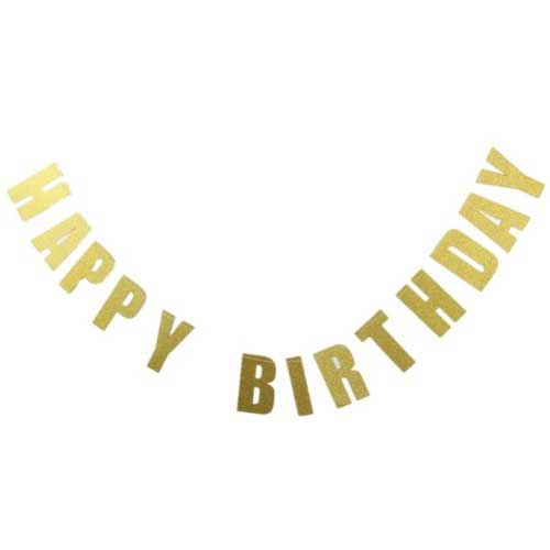 Fabulous “Happy Birthday” gold glitters cut out lettering.