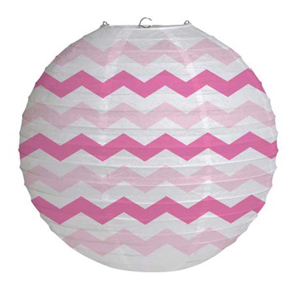 Load image into Gallery viewer, Hot Pink and Light Pink Chevron Paper Lantern - Have a elaborated and outstanding party decoration to have for your party event. Put up these captivating chevron stripes paper lanterns with some balloons, pompoms with matching colours and have a fascinating party decoration.
